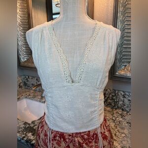 Z&L Elegant Cream Sleeveless Top and PANTS SET